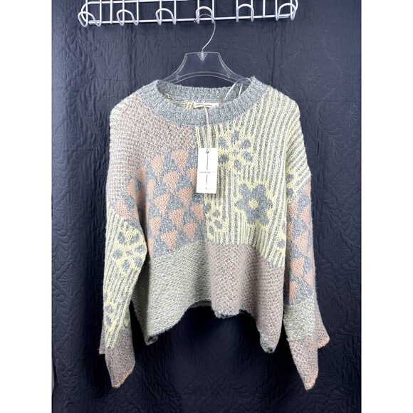 Moon + Madison Multiprint Comfy Sweater Spring Indie Artsy Chic Cute SZ S:NWT - Picture 5 of 7